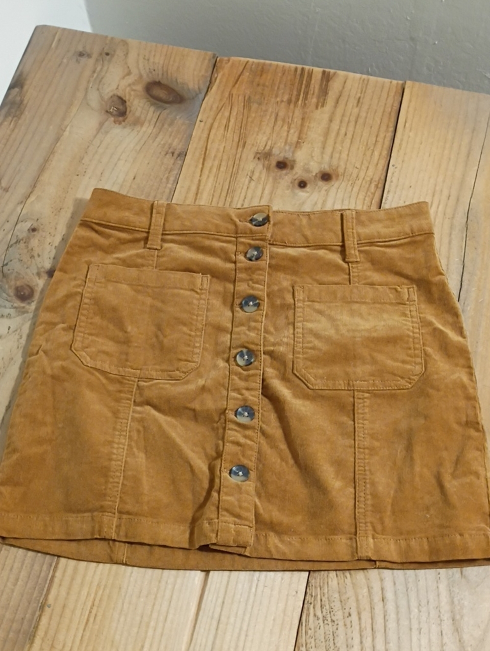 SO Burnt Orange Velvet Button Front Mini Skirt Size 7 28W NEW